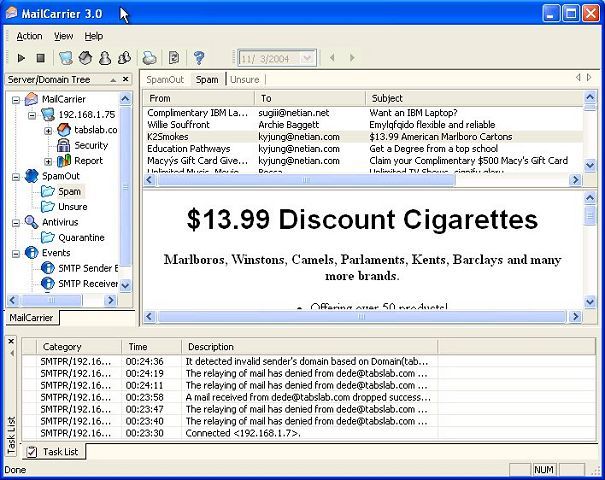 MailCarrier Mail Server Screenshot
